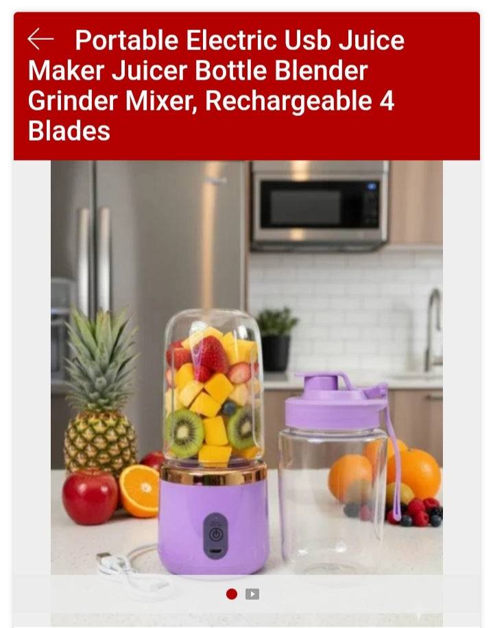 Portable Electric Usb Juice Maker Juicer Bottle Blender Grinder Mixer